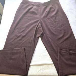 East 5th Pants 16W Side Zip Pleated Stretch Brown Wide Leg Trouser Wrinkle Free